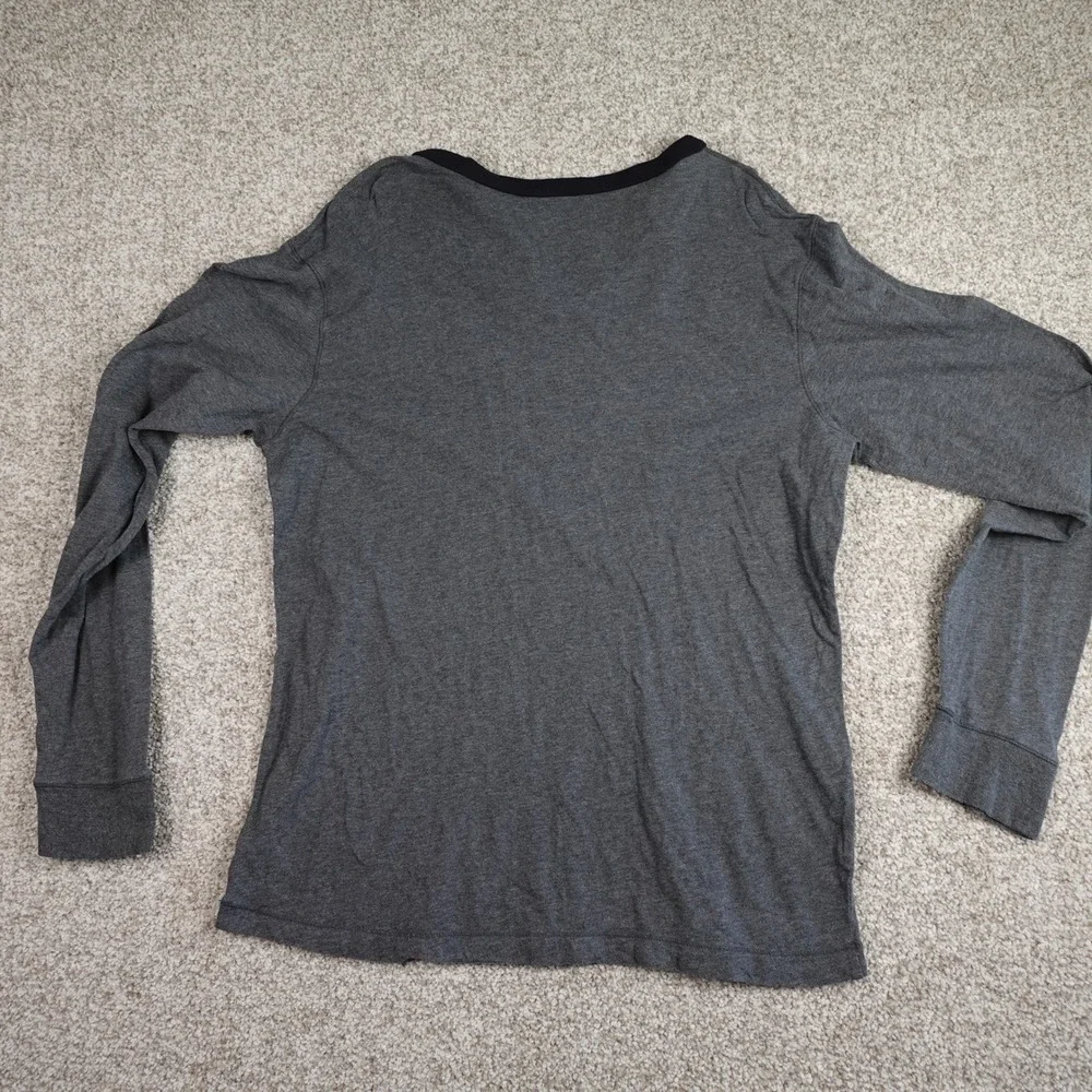 Old Navy Mens Gray Heather Long Sleeve V-Neck T-Shirt Large Contrast Trim Cotton